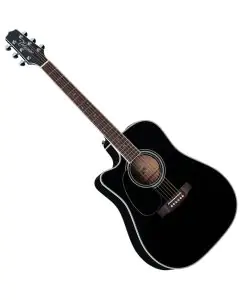 Takamine EF341SC Left Handed Acoustic Guitar in Gloss Black Finish, TAKEF341SCLH