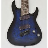 Schecter Omen Elite-8 Multiscale Guitar See Thru Blue Burst, 2467