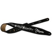 Takamine Grassflower Black Suede Guitar Strap, Black Suede Strap